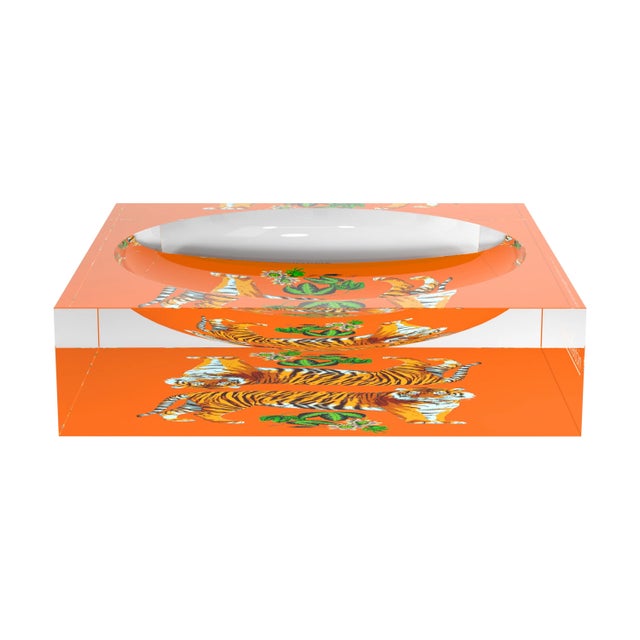 2020s Tiger Seeing Double Orange Acrylic Candy Catchall Dish, Large For Sale - Image 5 of 11