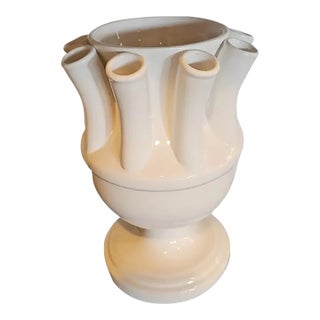 Vintage MCM Abigails China White Ceramic Tulipiere Vase For Sale