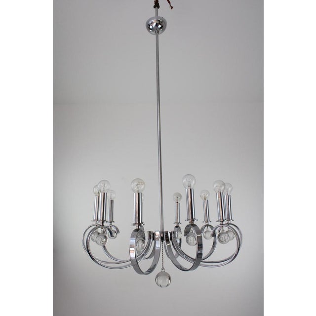 Metal Crown Candlestick in Chrome with Crystal Glass Ball Pitch, 1920s For Sale - Image 7 of 10