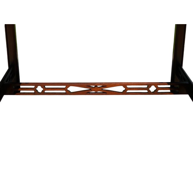 Mid 20th Century Mahogany Chippendale Style Butlers Coffee Table With Glass Top Serving Tray For Sale - Image 11 of 12