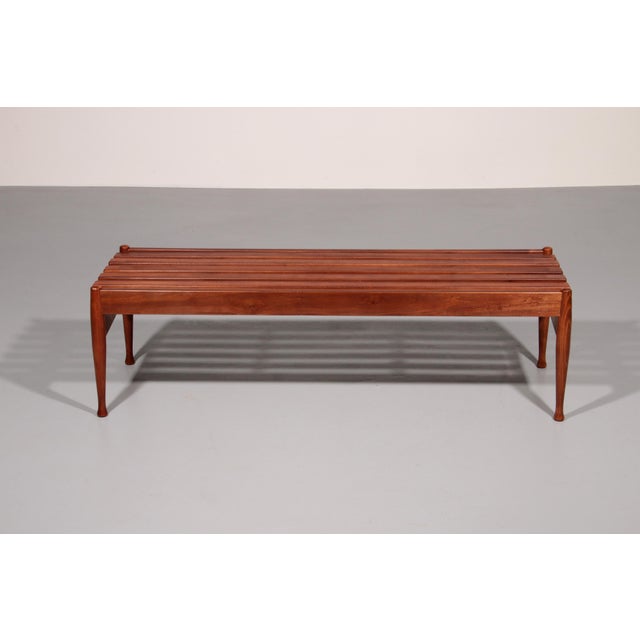 Wood Walnut Bench by Gio Ponti for Fratelli Reguitti, 1950s For Sale - Image 7 of 11