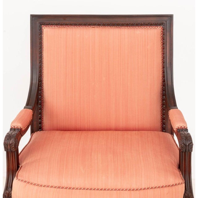French Louis XVI Style Stained Mahogany Armchairs, Pair For Sale - Image 3 of 7
