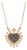 Blue Sapphire Diamond Sacred Heart Sunburst Pendant Necklace in 14k Yellow Gold For Sale