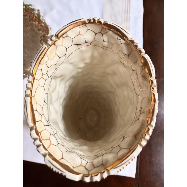 Ecru Vintage Italian Women Themed Capodimonte Porcelain Pedestal Vase 14.5” For Sale - Image 8 of 10