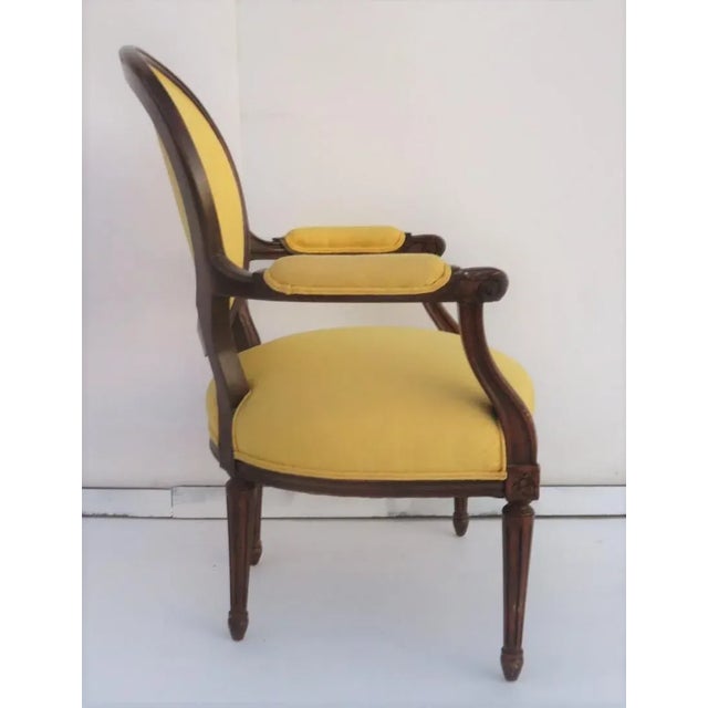 Louis XVI Style Upholstered Armchairs - A Pair For Sale - Image 4 of 8