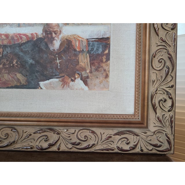 Ramon Kelley Original Oil Painting Portrait of a Mexican Priest in Church For Sale - Image 10 of 12
