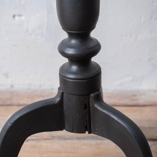 New England Queen Anne Cherry Candle Stand in Black, c.1760 For Sale - Image 12 of 16