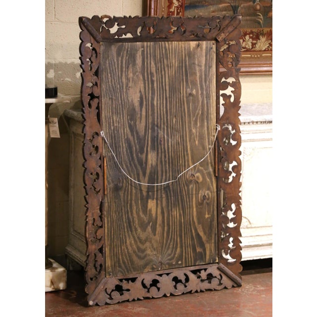 Tan 19th Century French Louis XIII Carved Bleached Oak Pierced Foliate Wall Mirror For Sale - Image 8 of 10