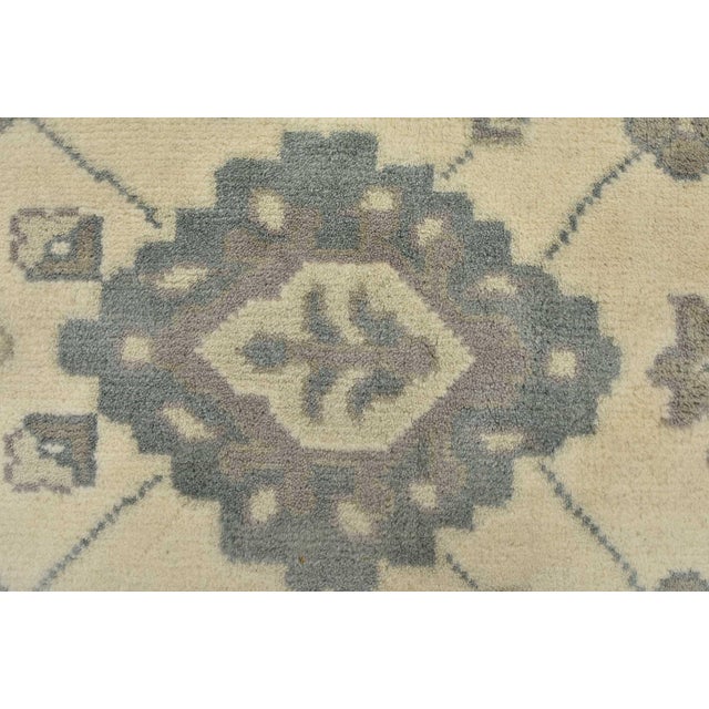 Textile Oushak Rug 8'4'' X 10'1'' Ivory Wool Traditional Hand-Knotted Oriental Carpet For Sale - Image 7 of 12