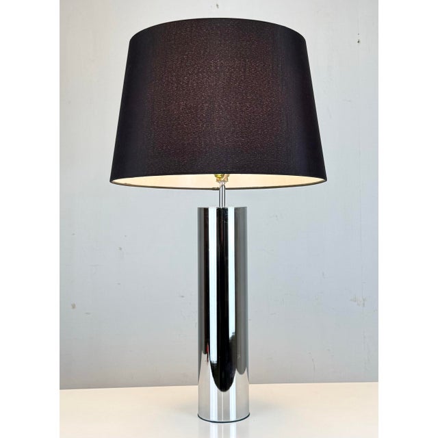 Mid-Century Modern Mid Century Modern Attributed to Sonneman Chrome Cylinder Table Lamp For Sale - Image 3 of 12