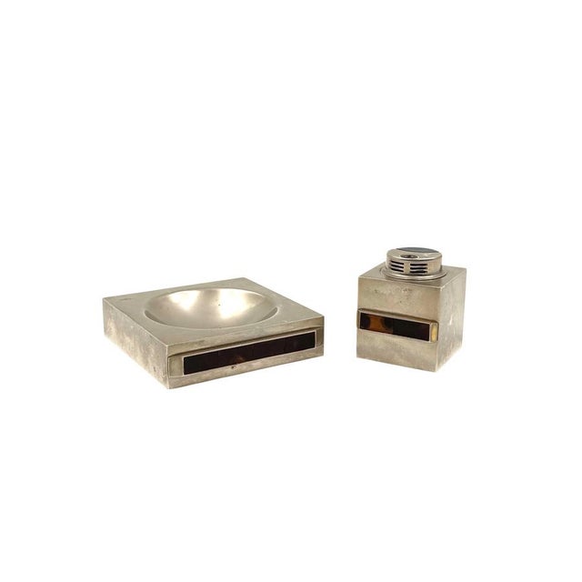 Silver Table Top Smoking Set, Italy, 1970s, Set of 2 For Sale - Image 8 of 9