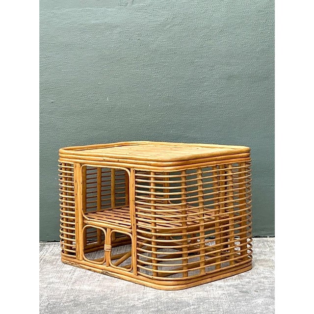 Vintage Rattan Stacked Rattan Coffee Table For Sale In West Palm - Image 6 of 12