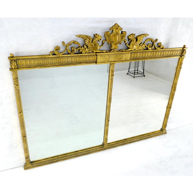Large c1920s 65x49 Rectangle Neoclassical Gilt Mirror w/ Griffins MINT