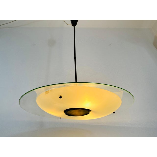 Stilnovo Italian Midcentury Brass and Glass Chandelier, 1950s For Sale - Image 4 of 13