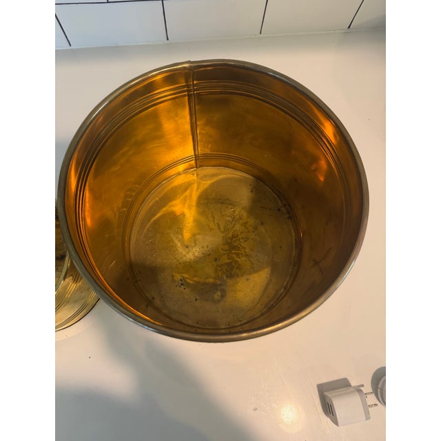 Vintage Brass Planter Set With Embossed Clam Shell Detail For Sale In Houston - Image 6 of 11