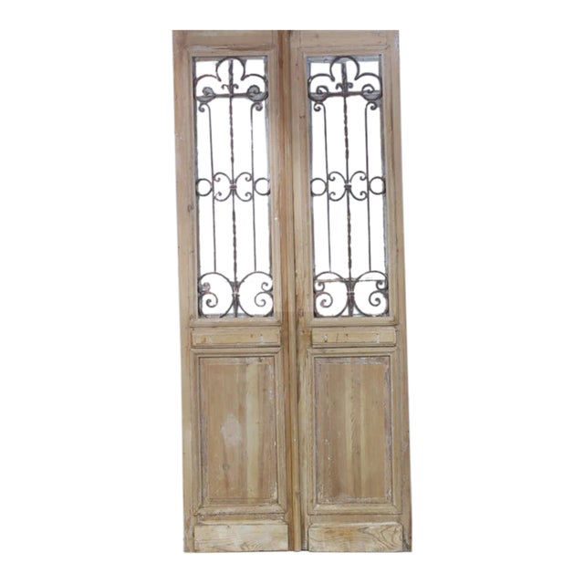 Late 19th Century Double French Doors With Metal/Glass - A Pair For Sale