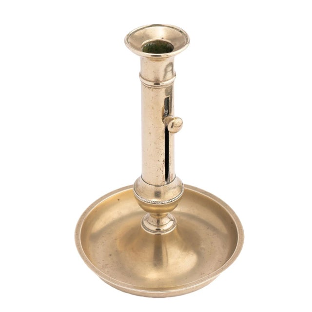 French Cast Brass Charles X Candlestick With Ejector and Tole Shade, 1820 For Sale In Chicago - Image 6 of 13