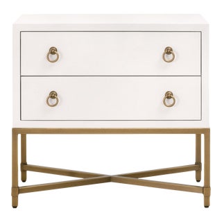 Strand Faux Shagreen 2-Drawer Nightstand, Pearl Shagreen For Sale