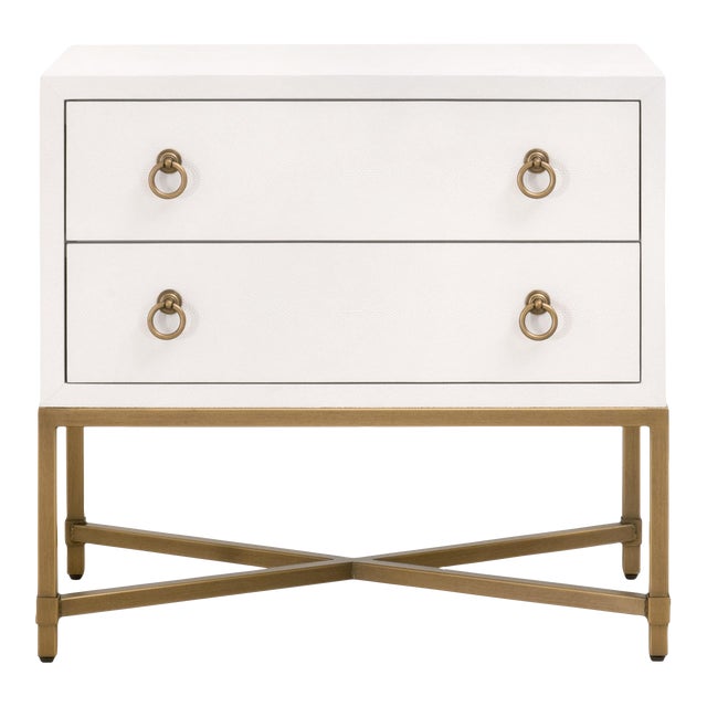 Strand Faux Shagreen 2-Drawer Nightstand, Pearl Shagreen For Sale