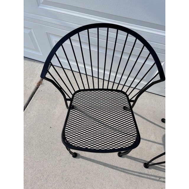 Mid-Century Modern Signed 1950's Russell Woodward Metal Pinecrest Dining Chairs Set of 2 For Sale - Image 3 of 12