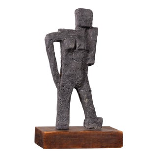 Brutalist Lead Figural Sculpture For Sale