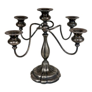 Antique Victorian Silver Plate Rotating Candelabra Candlestick Holder For Sale