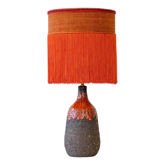 Red Volcanic Ceramic Table Lamp by R. Houben, 1970 For Sale