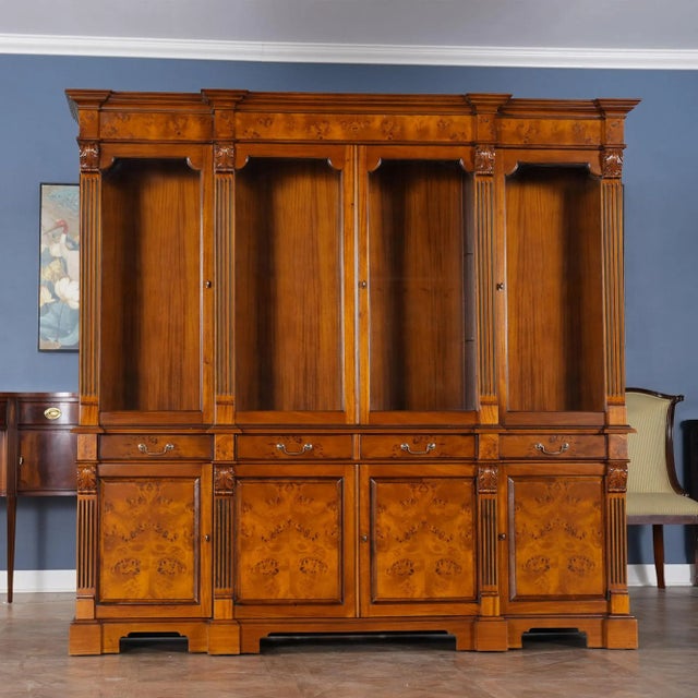 Brown Niagara Furniture Burled Mahogany Breakfront For Sale - Image 8 of 11