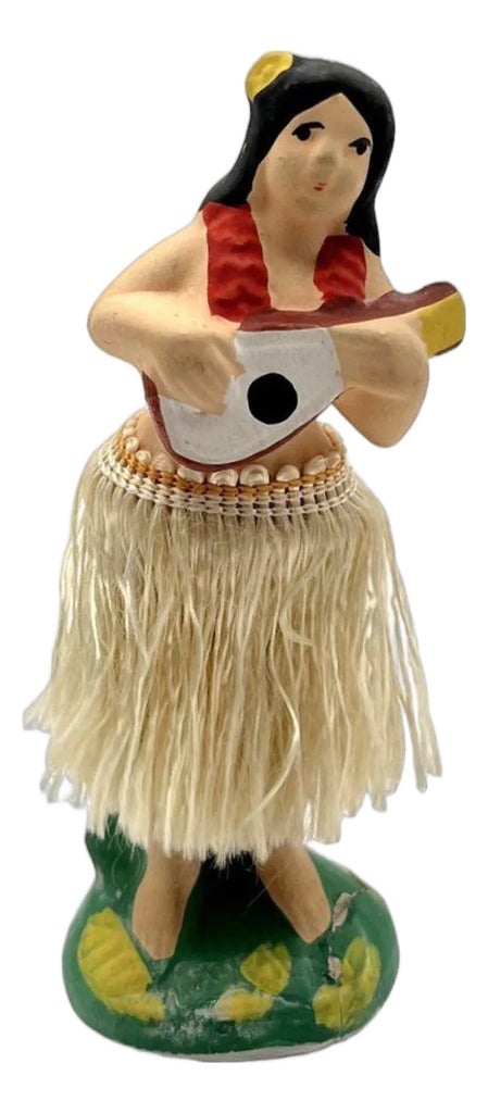 Mid 20th Century Ceramic Hawaii Hula Girl Dancing Ukulele Player