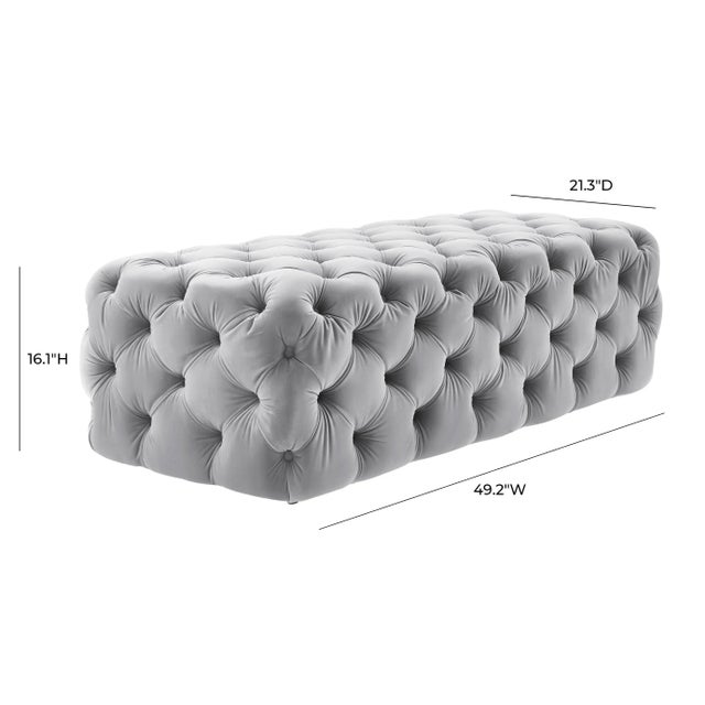 2020s Kaylee Jumbo Grey Velvet Ottoman For Sale - Image 5 of 7