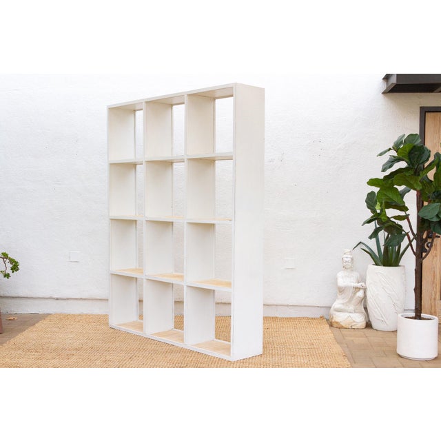 20th Century Distressed White Cubicle Bookcase For Sale - Image 10 of 13