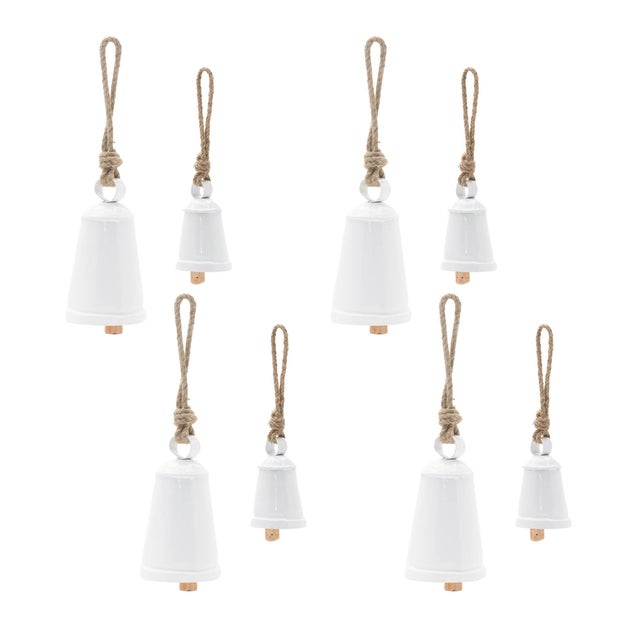 Kenneth Ludwig Chicago Rustic Metal Bell Ornament (Set of 8) For Sale - Image 4 of 4