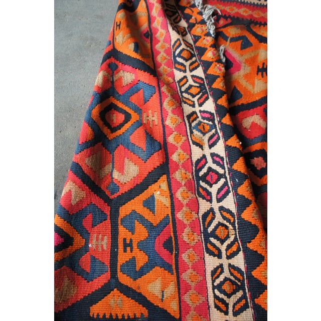 1930s Vintage Geometric Kilim Runner-4'10" x 10'7" For Sale - Image 10 of 11