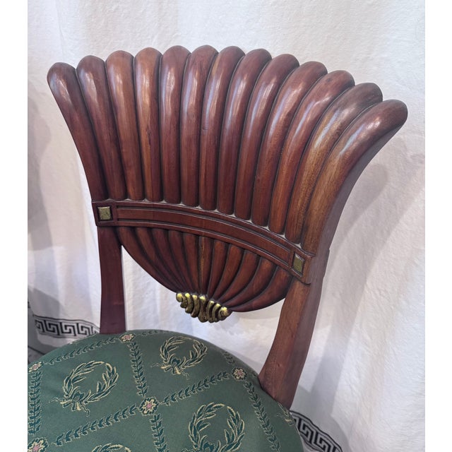Late 20th Century Attributed Maitland Smith Mahogany Fan Back Dining Chairs - A Pair For Sale - Image 10 of 17