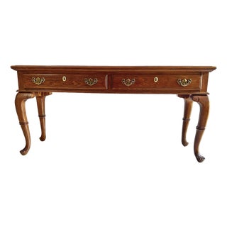 Vintage Traditional Wooden Console Table / Sofa Table With Cabriole Legs & Brass Hardware For Sale