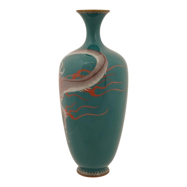 Large Japanese Meiji Cloisonne Enamel Dragon Vase For Sale - Image 9 of 9