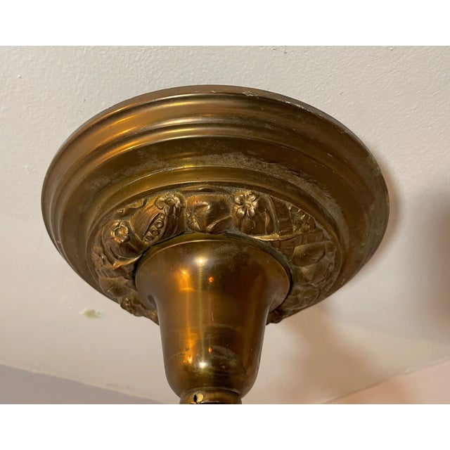 Antique Ornate Heavy Gilt Bronze Fruit Veggie Relief Ceiling Fixture Chandelier For Sale - Image 12 of 17