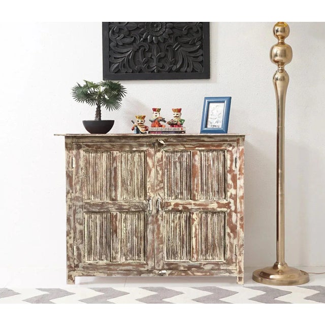 Handmade Vintage Antique Solid Wood Buffet| Carved Sideboard| White Wash Buffet| Decorative Buffet | Rustic Buffet| Rustic...