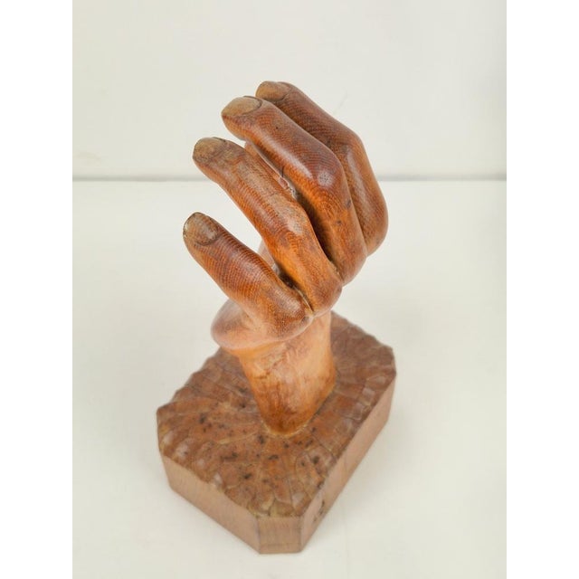 Wood Brutalist Arts and Crafts Sculpture Wooden Hand, 1950s For Sale - Image 7 of 11