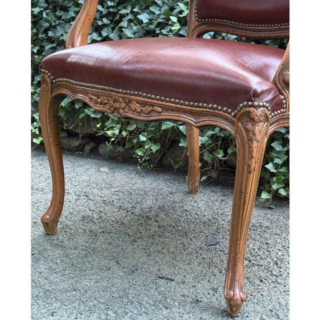 1990s Vintage Carved French Fauteuil Armchair For Sale - Image 5 of 10