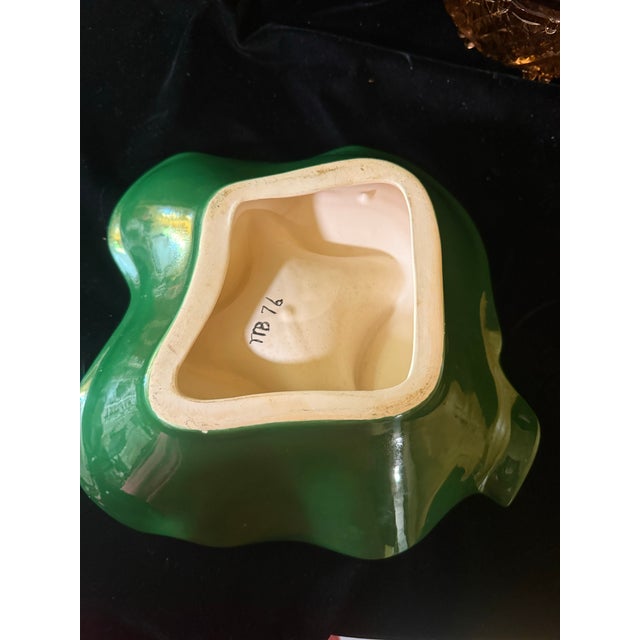 1970s Art Deco Malachite Green Ceramic Bowl For Sale - Image 6 of 9