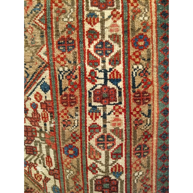 Antique Persian Serab Camel Hair Runner Rug, Hand-Knotted Wool, Geometric Pattern, Red & Green, 3x19 For Sale - Image 14 of 18