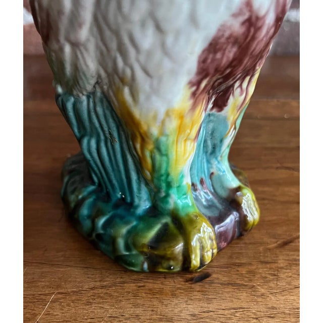 Vintage Majolica Cockatoo Pitcher For Sale - Image 4 of 6