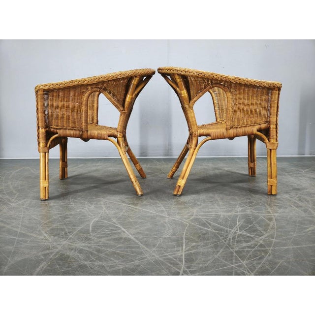 Vintage Italian Rattan and Wicker Lounge Set, 1950s, Set of 5 For Sale - Image 15 of 18