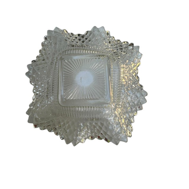 Vintage Indiana Glass Diamond Point Amber Carnival Glass Candy Dish For Sale - Image 10 of 12