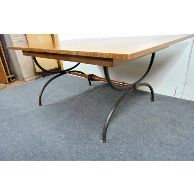 Mid 20th Century Mid Century Regency Style Iron & Walnut Dining Table For Sale - Image 5 of 9