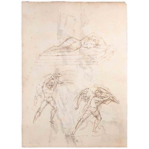 Mother and Child is a drawing artwork realized by an Anonymous in the late 18th century Two ink drawig with figures nn...
