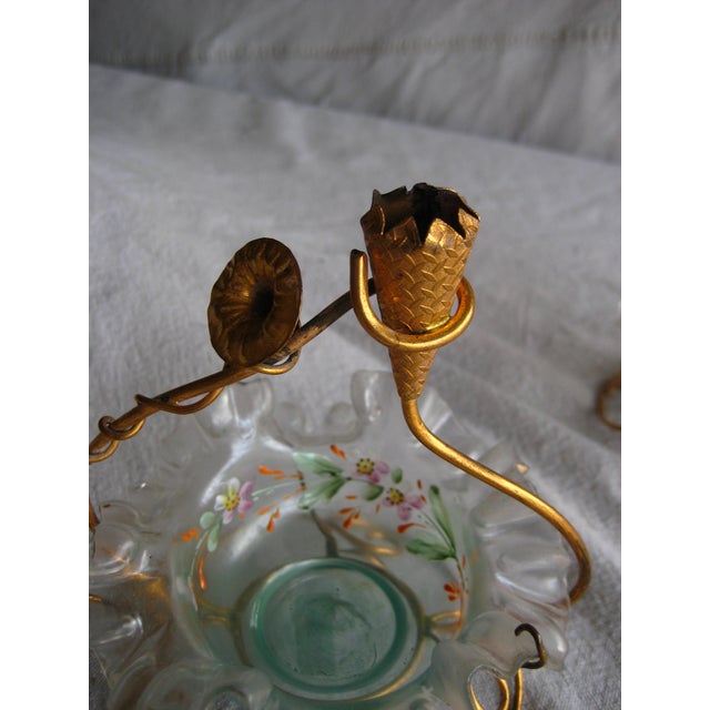 French Glass Enabled Compote and Candle Holders, 19th Century - Set of 2 For Sale - Image 9 of 9