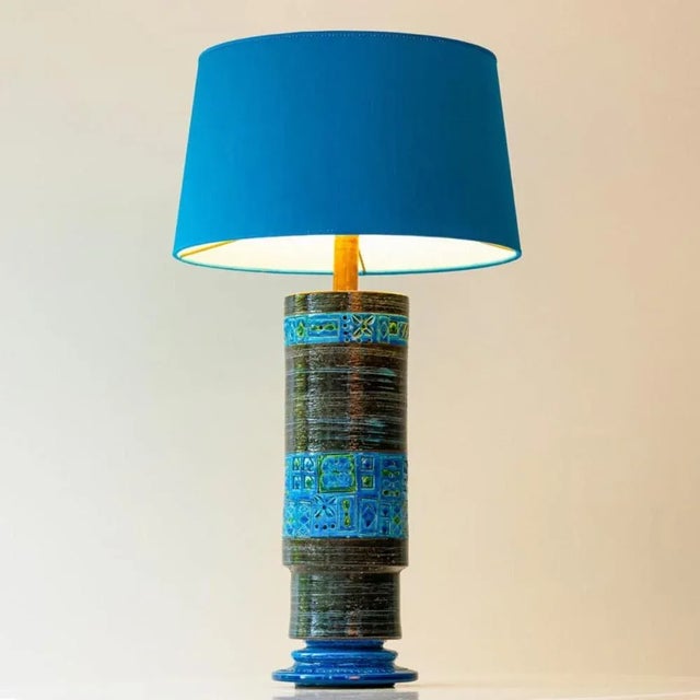 Bitossi Aqua Green Black Ceramic Table Lamp by R. Houben, 1970 For Sale - Image 9 of 13