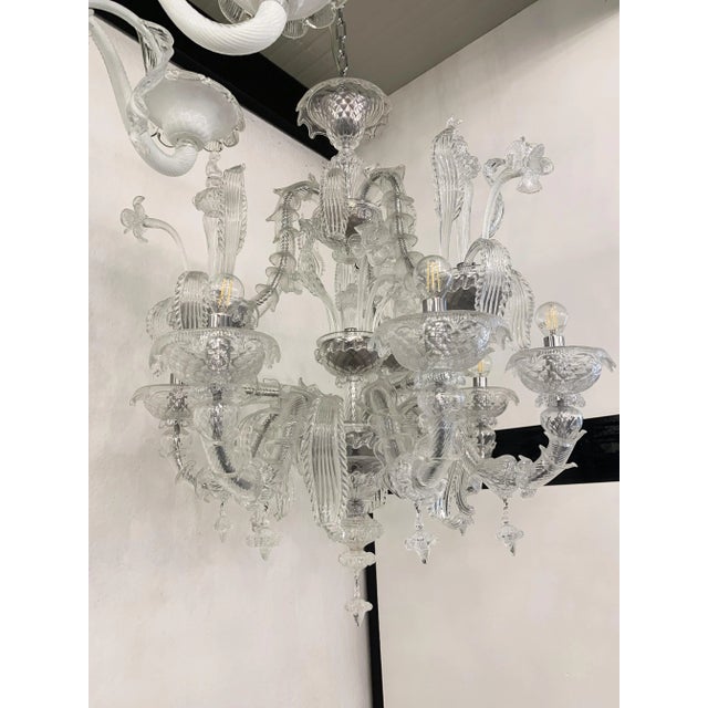 Transparent Transparent Murano Style Glass Chandelier For Sale - Image 8 of 12